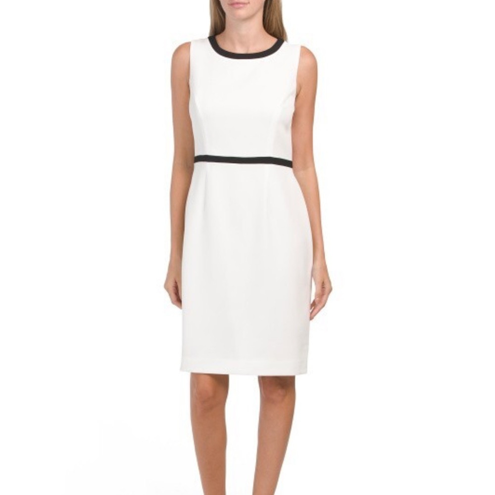 Kasper White and Black Midi Dress